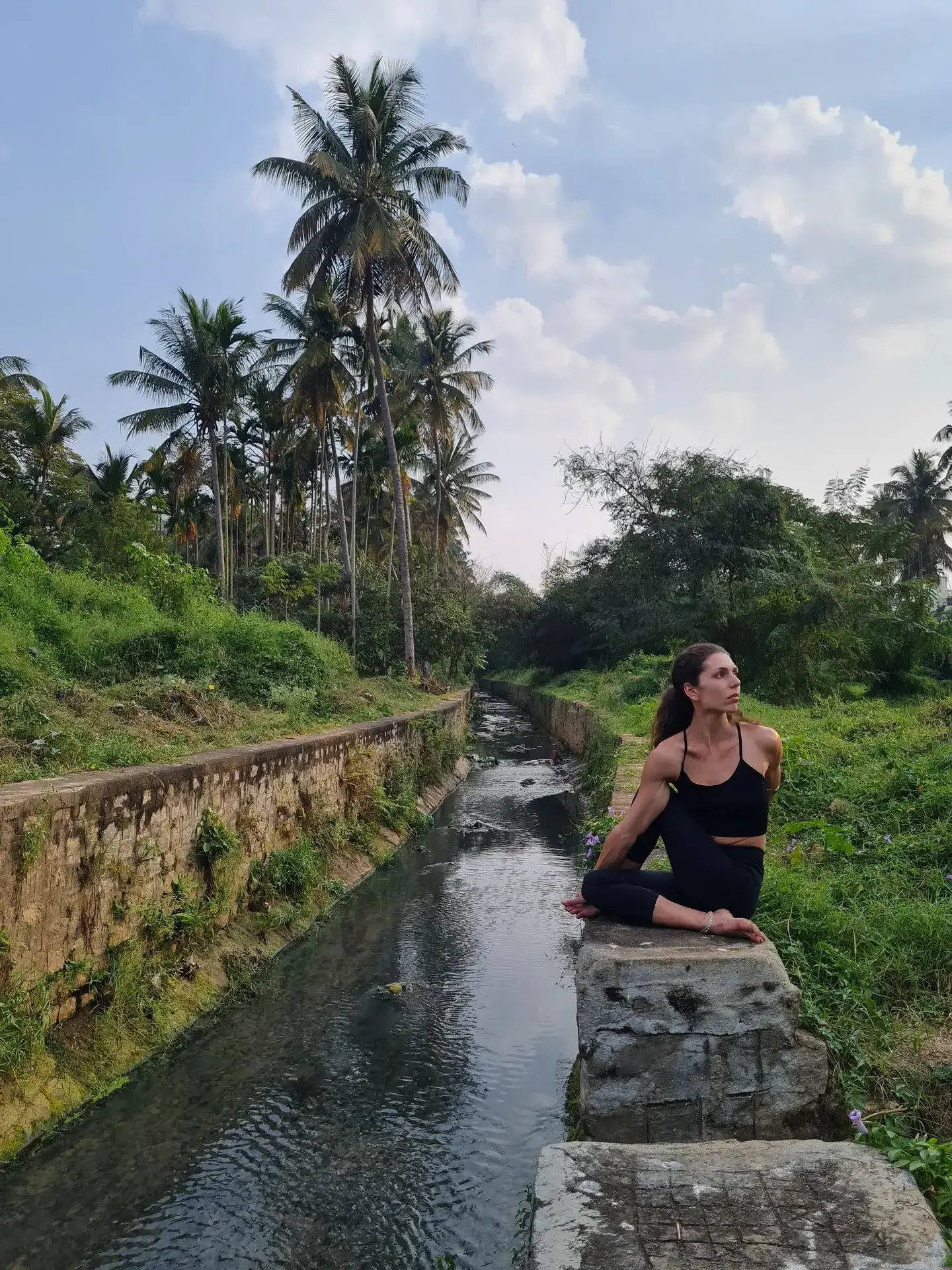Winter yoga practice session