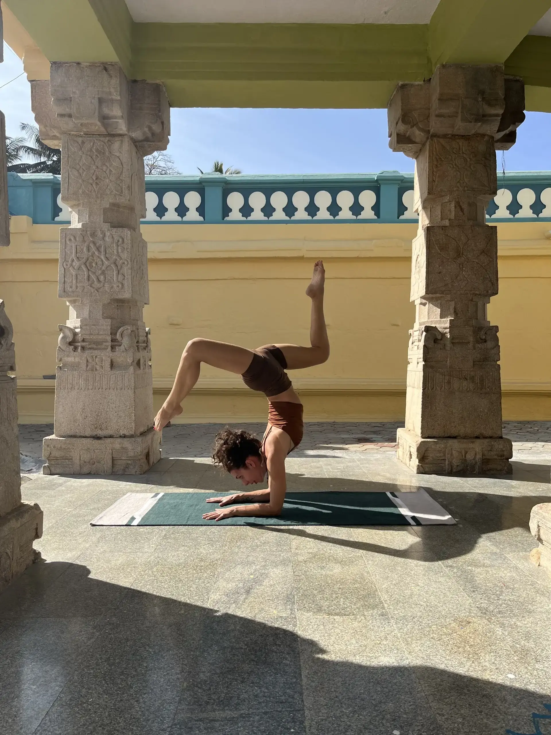 Jelena demonstrating standing pose alignment