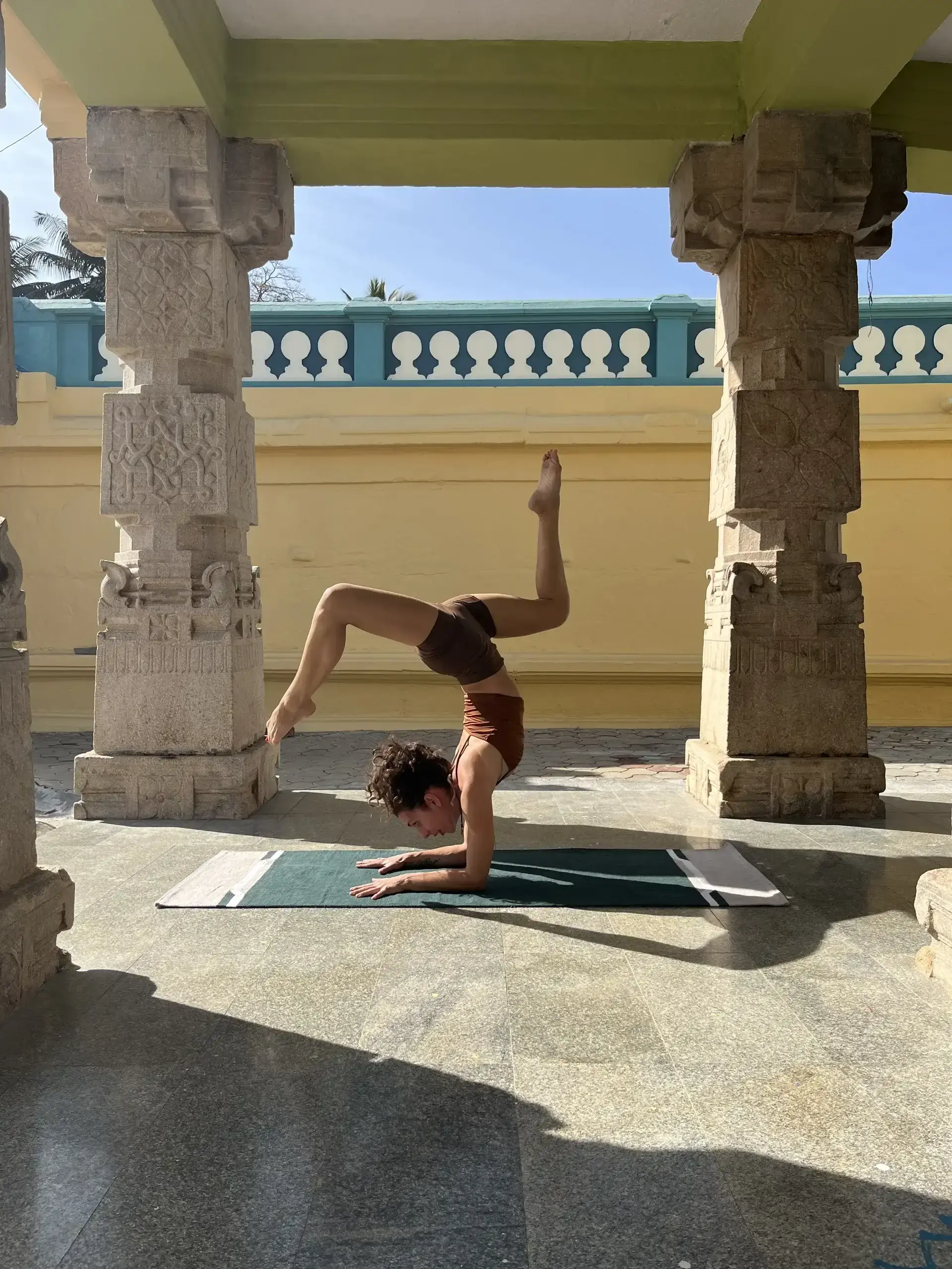 Jelena demonstrating standing pose alignment