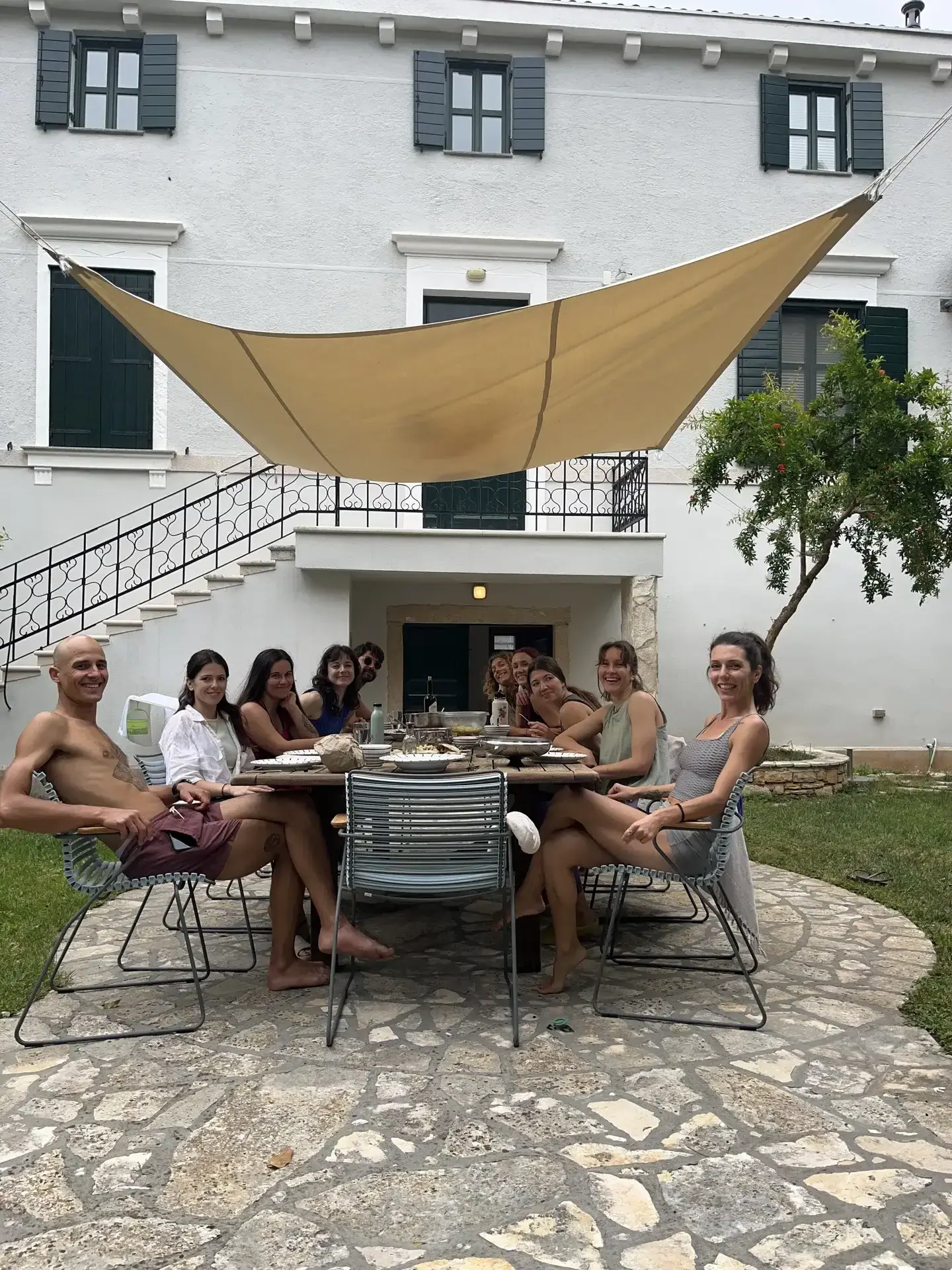 Breathing exercise at the retreat villa