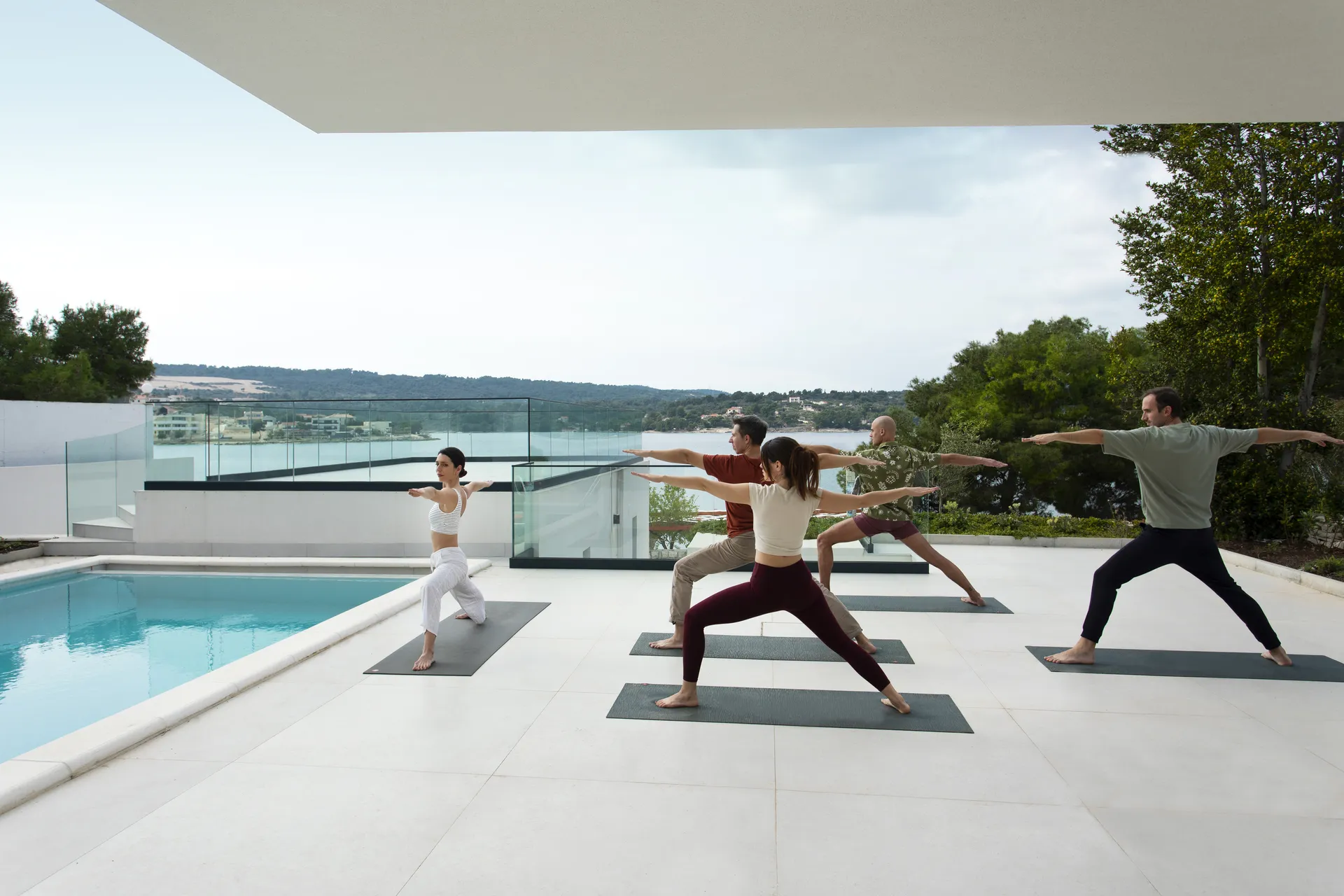 Peaceful moment during morning yoga session