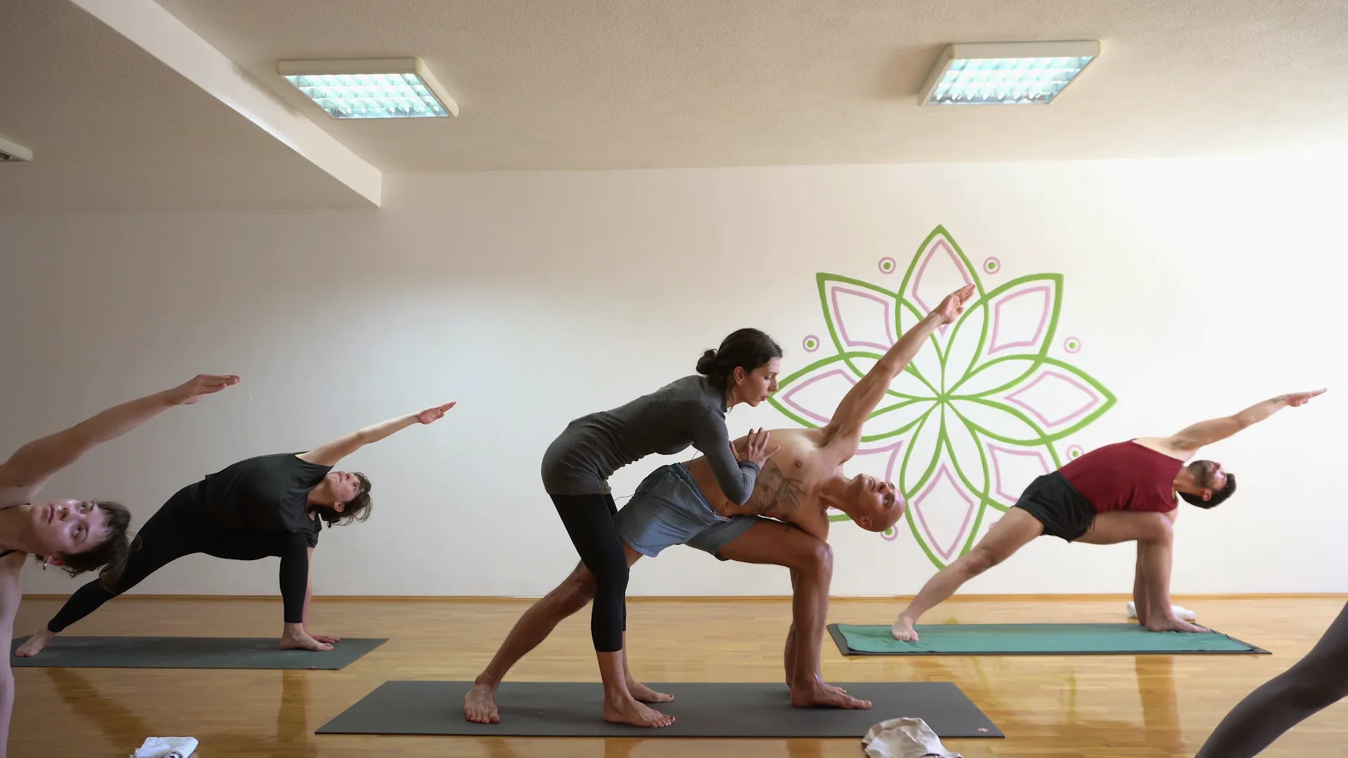 Yoga practice in motion — flowing sequence